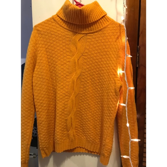 Letto Sweaters - Letto Puerta mustard colored turtleneck sweater.